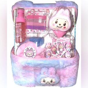 Kids Plush Pastel Hair Accessory Set - Pink & Lavender